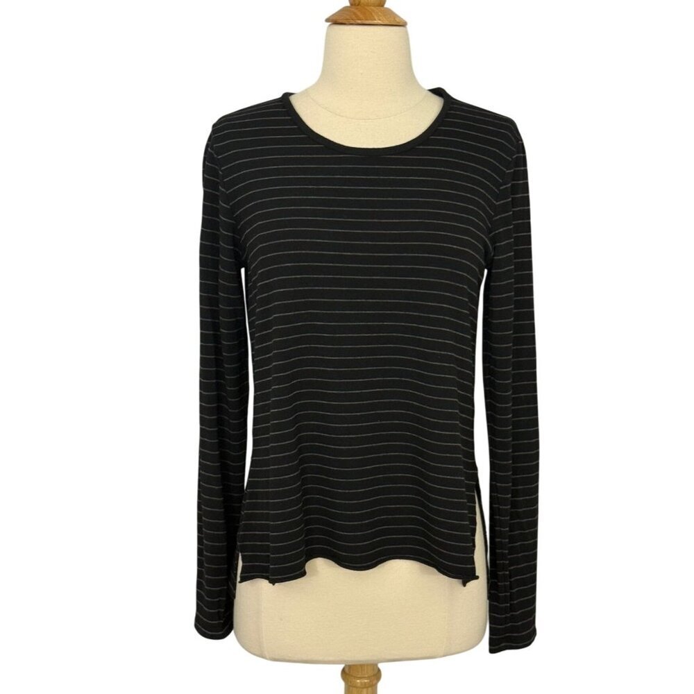 Majestic Paris Neiman Marcus Soft French Touch Striped Top Black Gray Size 1 /XS